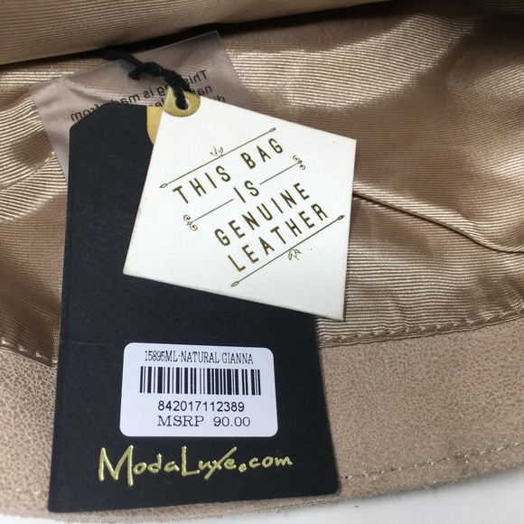 Moda Luxe Gianna Leather Clutch, Women's Size OS - Beige FLAW - Picture 7 of 13